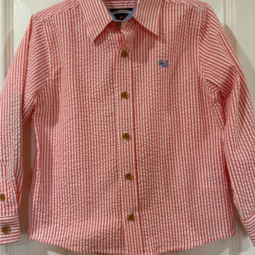 Ferrioni Red and White Button Down Shirt